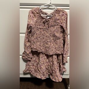 Nicole Miller Pink and Yellow floral cottagecore Smocked Skirt set size 7 GUC